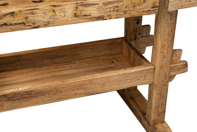 Biscottini Banco da lavoro Country in legno massello di tiglio finitura naturale L194xPR84xH90 cm. Made in Italy