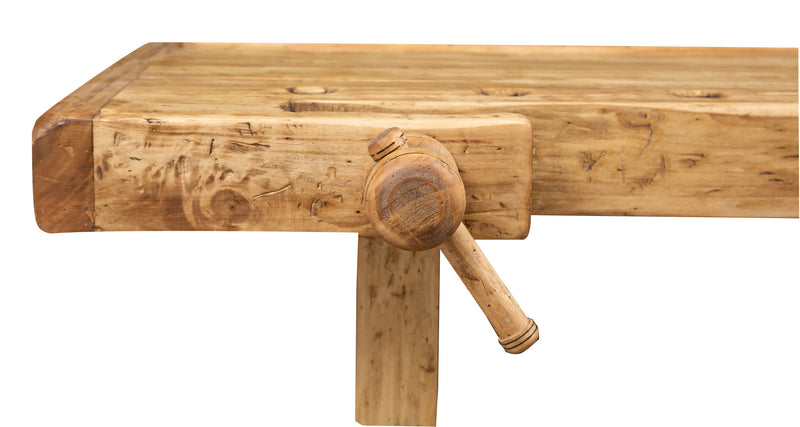 Biscottini Banco da lavoro Country in legno massello di tiglio finitura naturale L126xPR69xH90 cm. Made in Italy