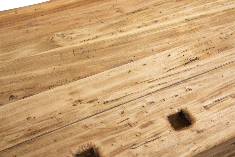 Biscottini Banco da lavoro Country in legno massello di tiglio finitura naturale L126xPR69xH90 cm. Made in Italy