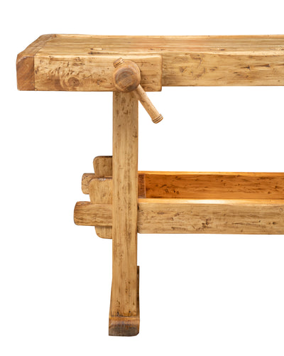 Biscottini Banco da lavoro Country in legno massello di tiglio finitura naturale L126xPR69xH90 cm. Made in Italy