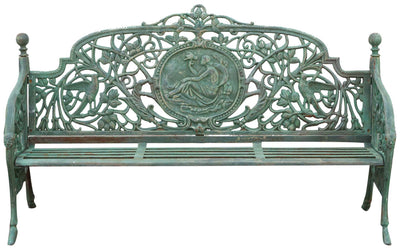 Biscottini Panchina Liberty in ghisa finitura verde anticata L184xPR70xH110 cm Robusta