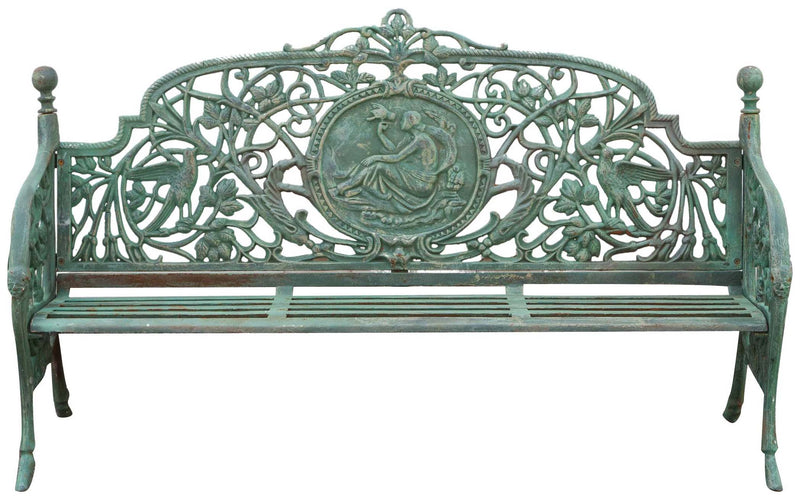 Biscottini Panchina Liberty in ghisa finitura verde anticata L184xPR70xH110 cm Robusta