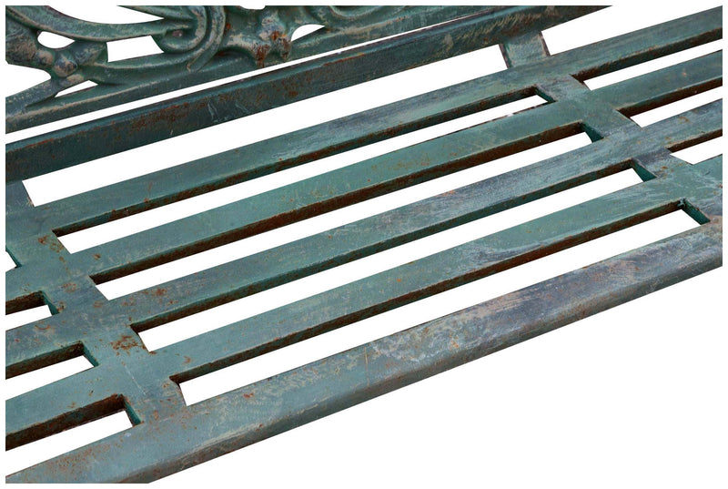 Biscottini Panchina Liberty in ghisa finitura verde anticata L184xPR70xH110 cm Robusta