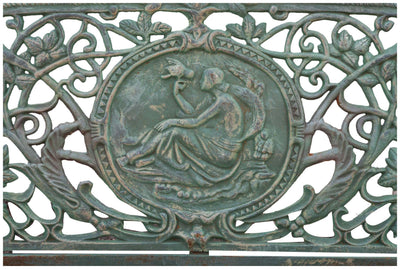 Biscottini Panchina Liberty in ghisa finitura verde anticata L184xPR70xH110 cm Robusta