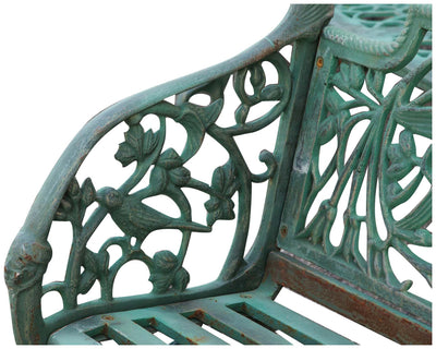 Biscottini Panchina Liberty in ghisa finitura verde anticata L184xPR70xH110 cm Robusta