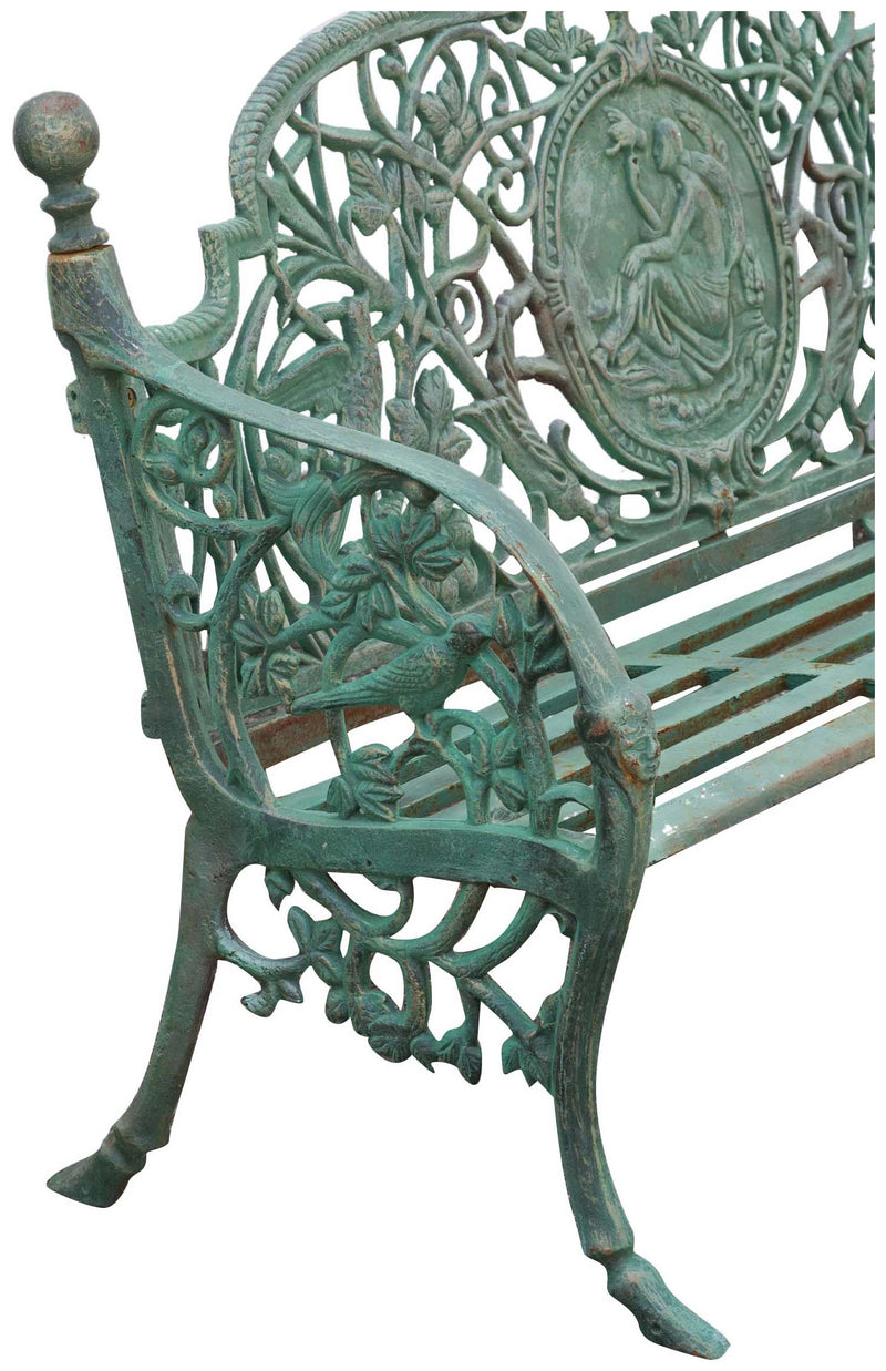 Biscottini Panchina Liberty in ghisa finitura verde anticata L184xPR70xH110 cm Robusta