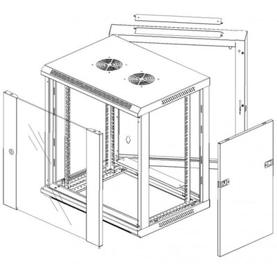 Armadio Rack 19'' a muro 15 unità due sezioni Grigio