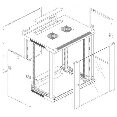 Armadio Rack 19'' a muro 20 unità sezione unica prof. 600mm Grigio