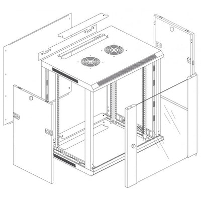 Armadio Rack 19'' a muro 12 unità sezione unica prof. 450mm Grigio