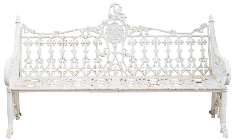 Biscottini Panchina da giardino in ghisa finitura bianca anticata Robusta stabile panca