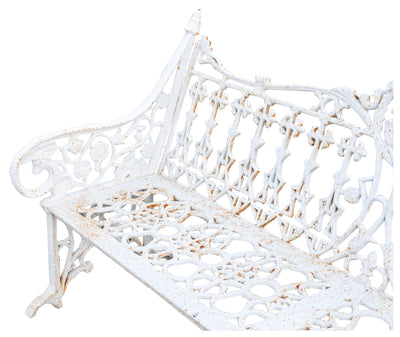 Biscottini Panchina da giardino in ghisa finitura bianca anticata Robusta stabile panca