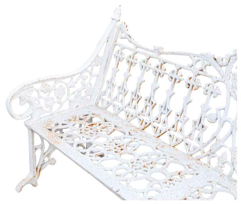 Biscottini Panchina da giardino in ghisa finitura bianca anticata Robusta stabile panca