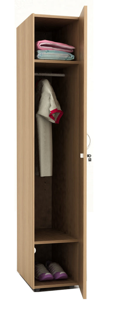 Armadietto spogliatoio in legno ad 1 posto con 1 anta battente cm. 33X52X185H