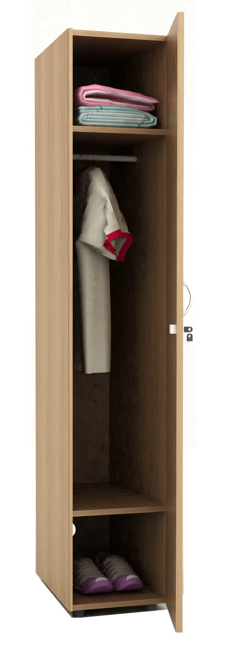 Armadietto spogliatoio in legno ad 1 posto con 1 anta battente cm. 33X52X185H