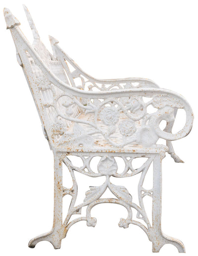 Biscottini Panchina da giardino in ghisa finitura bianca anticata Robusta stabile panca