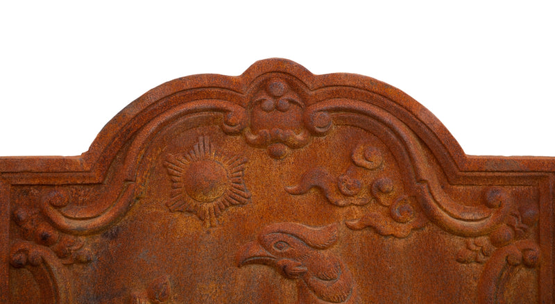 Biscottini Piastra da camino in fusione di ghisa ruggine al naturale realizzata decorata