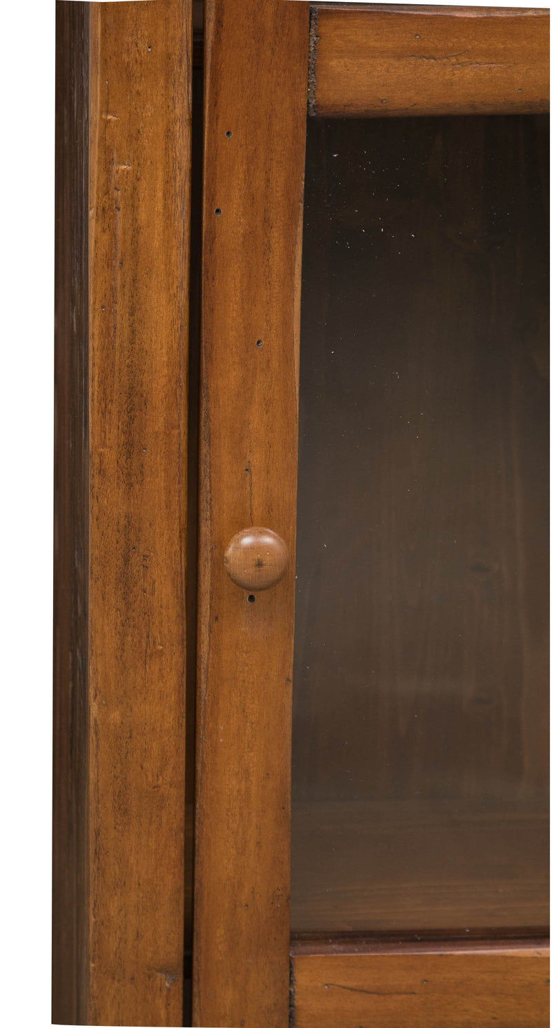 Biscottini Vetrinetta Country in legno massello di tiglio finitura noce.Made in Italy