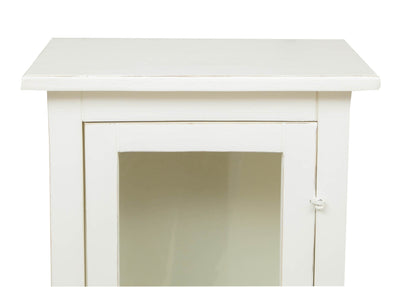 Biscottini Vetrinetta Country in legno massello di tiglio finitura bianco anticato.Made in Italy