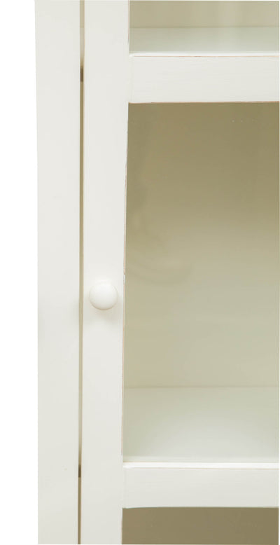 Biscottini Vetrinetta Country in legno massello di tiglio finitura bianco anticato.Made in Italy