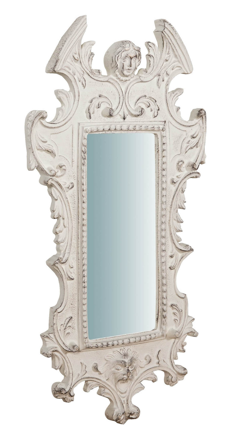 Biscottini Specchiera da parete in legno finitura bianco anticato Made in Italy SAGOMATA