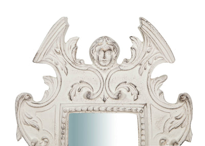 Biscottini Specchiera da parete in legno finitura bianco anticato Made in Italy SAGOMATA