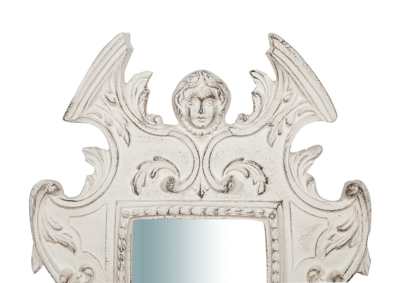 Biscottini Specchiera da parete in legno finitura bianco anticato Made in Italy SAGOMATA