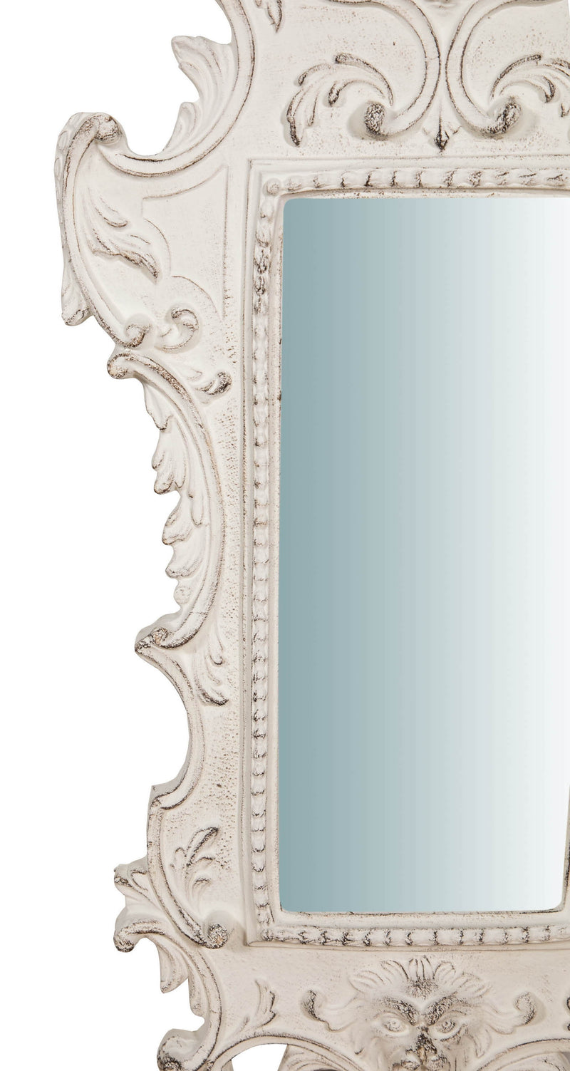 Biscottini Specchiera da parete in legno finitura bianco anticato Made in Italy SAGOMATA