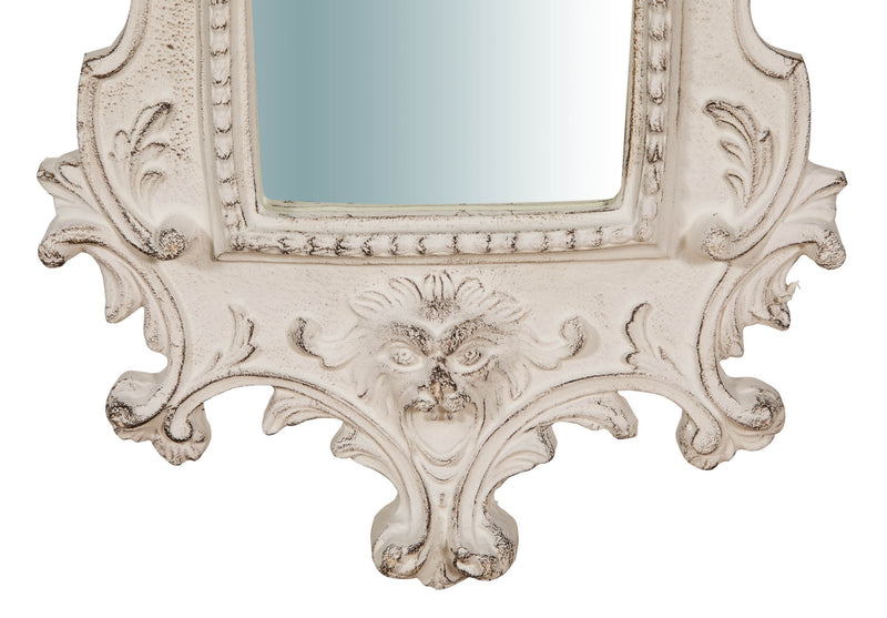 Biscottini Specchiera da parete in legno finitura bianco anticato Made in Italy SAGOMATA