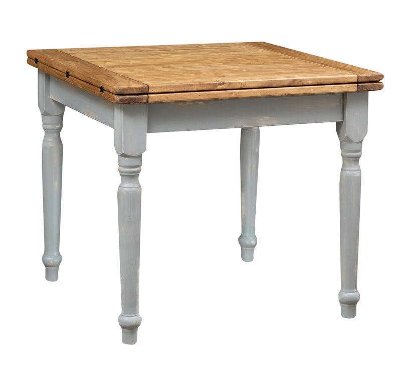 Biscottini Tavolo in legno massello di tiglio allungabile struttura grigio anticato piano finitura naturale Made in Italy