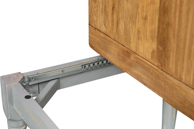 Biscottini Tavolo in legno massello di tiglio allungabile struttura grigio anticato piano finitura naturale Made in Italy