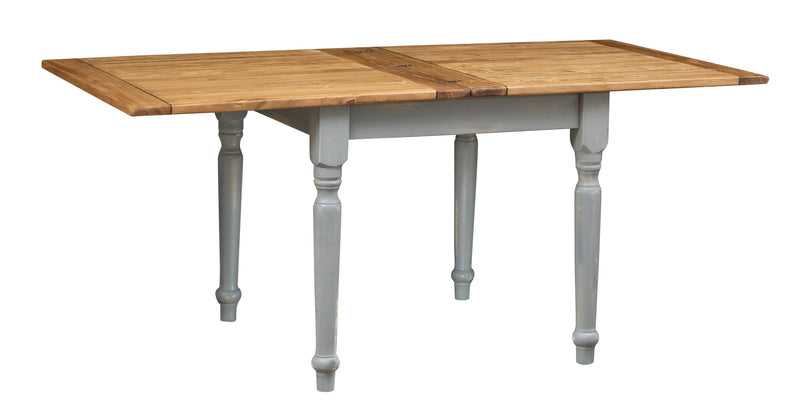 Biscottini Tavolo in legno massello di tiglio allungabile struttura grigio anticato piano finitura naturale Made in Italy