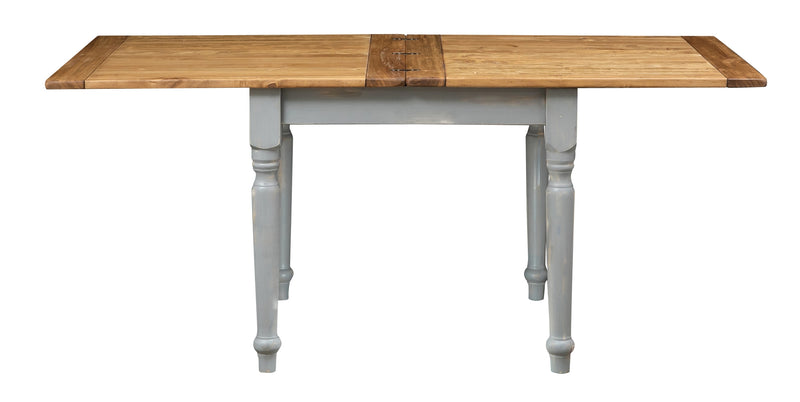 Biscottini Tavolo in legno massello di tiglio allungabile struttura grigio anticato piano finitura naturale Made in Italy