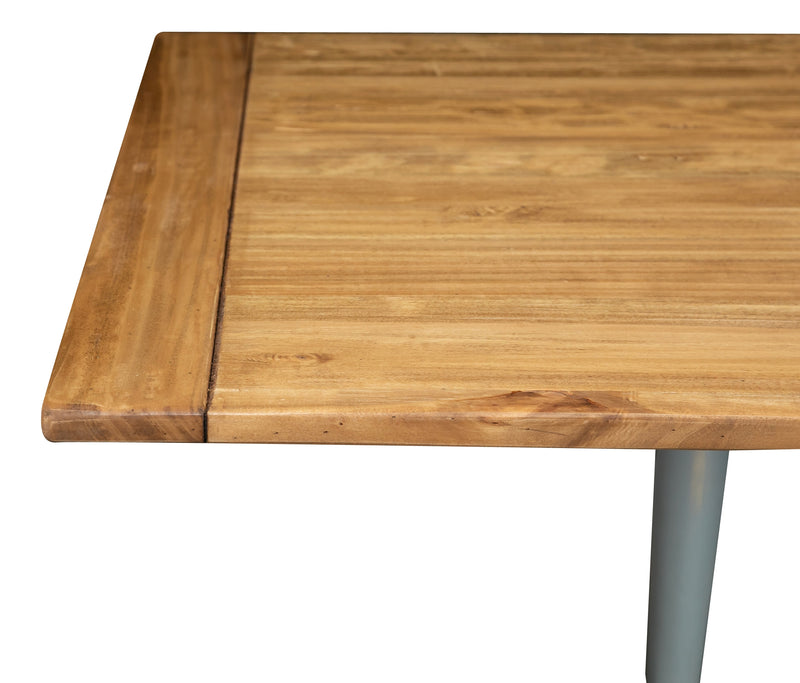 Biscottini Tavolo in legno massello di tiglio allungabile struttura grigio anticato piano finitura naturale Made in Italy