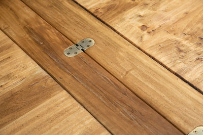 Biscottini Tavolo in legno massello di tiglio allungabile struttura grigio anticato piano finitura naturale Made in Italy