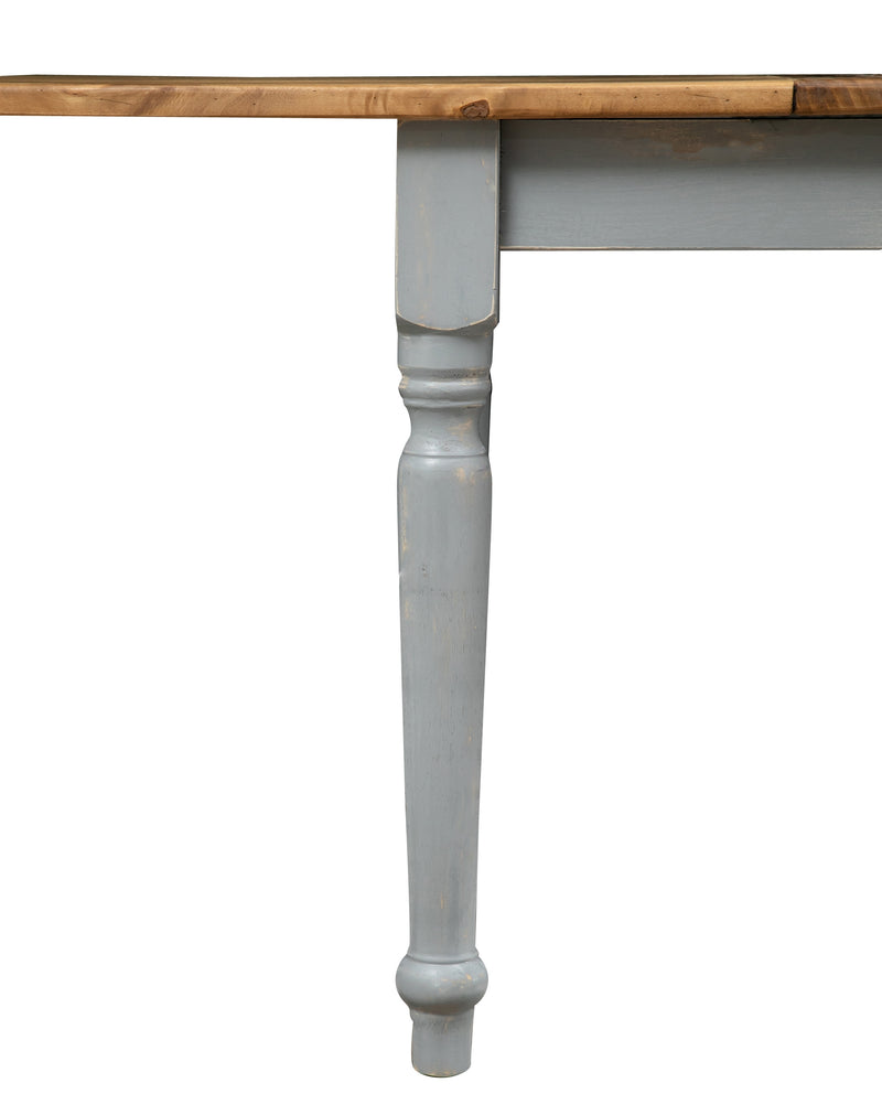 Biscottini Tavolo in legno massello di tiglio allungabile struttura grigio anticato piano finitura naturale Made in Italy