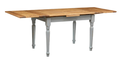Biscottini Tavolo Country allungabile in legno massello di tiglio struttura grigio anticato piano naturale L120xPR80xH80 cm. Made in Italy