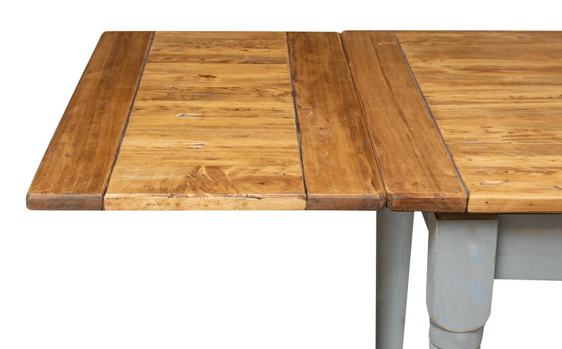 Biscottini Tavolo Country allungabile in legno massello di tiglio struttura grigio anticato piano naturale L120xPR80xH80 cm. Made in Italy