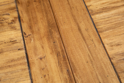 Biscottini Tavolo Country allungabile in legno massello di tiglio struttura grigio anticato piano naturale L120xPR80xH80 cm. Made in Italy