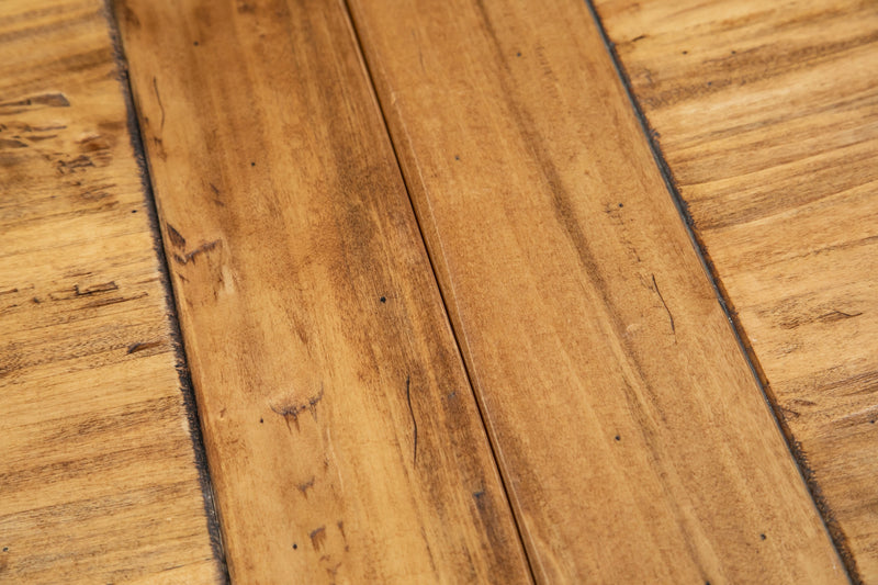 Biscottini Tavolo Country allungabile in legno massello di tiglio struttura grigio anticato piano naturale L120xPR80xH80 cm. Made in Italy