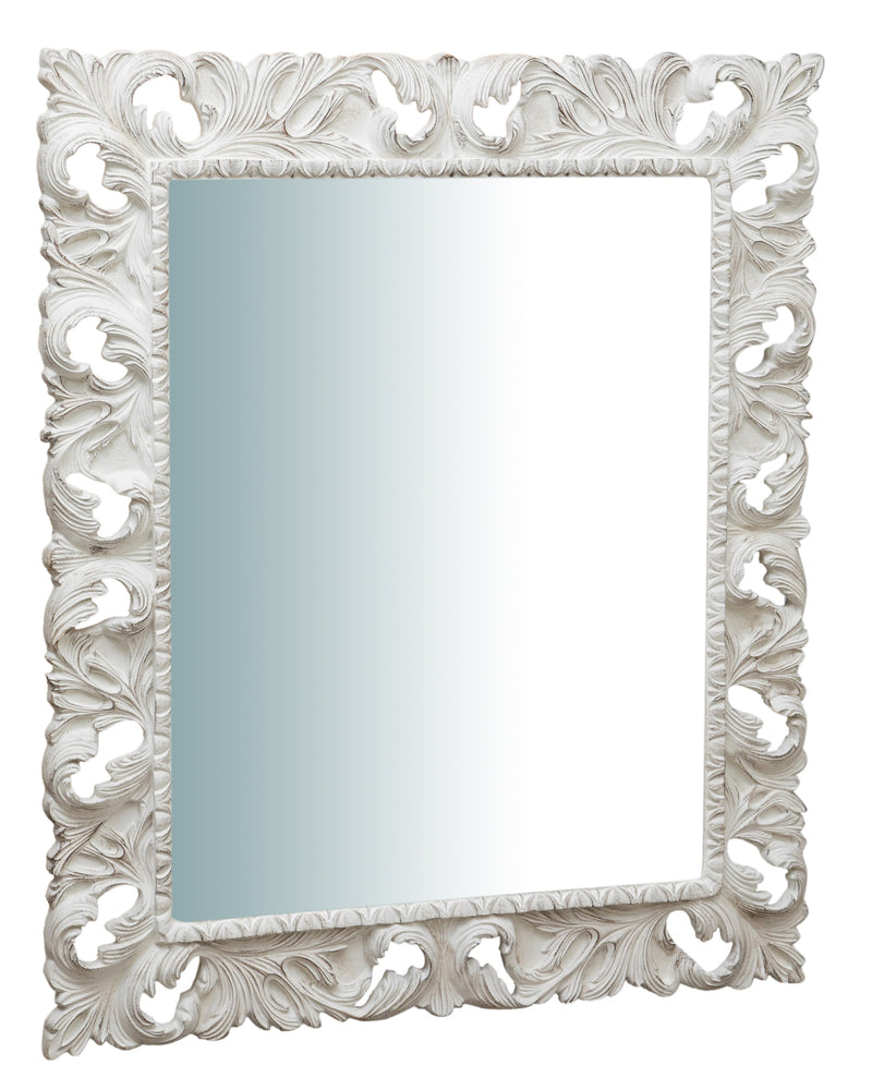 Biscottini SPECCHIERA DA PARETE VERTICALE/ORIZZONTALE IN LEGNO FINITURA BIANCO ANTICATO L120XPR8XH100 cm Made in Italy