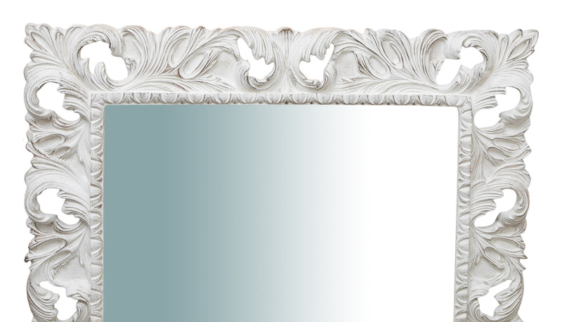 Biscottini SPECCHIERA DA PARETE VERTICALE/ORIZZONTALE IN LEGNO FINITURA BIANCO ANTICATO L120XPR8XH100 cm Made in Italy