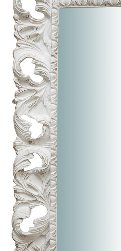 Biscottini SPECCHIERA DA PARETE VERTICALE/ORIZZONTALE IN LEGNO FINITURA BIANCO ANTICATO L120XPR8XH100 cm Made in Italy