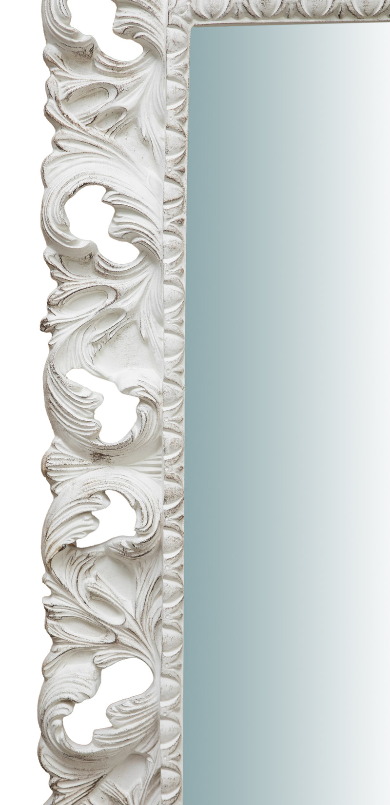 Biscottini SPECCHIERA DA PARETE VERTICALE/ORIZZONTALE IN LEGNO FINITURA BIANCO ANTICATO L120XPR8XH100 cm Made in Italy