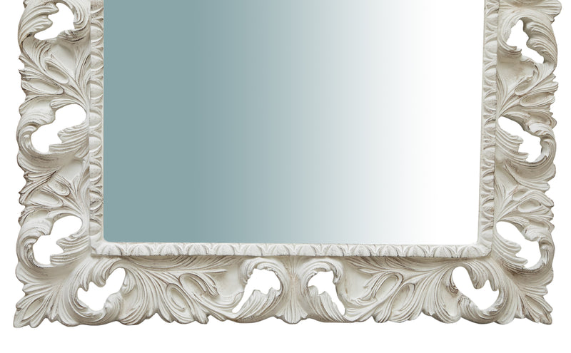 Biscottini SPECCHIERA DA PARETE VERTICALE/ORIZZONTALE IN LEGNO FINITURA BIANCO ANTICATO L120XPR8XH100 cm Made in Italy