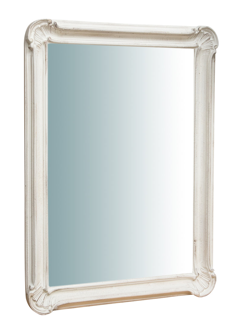 Biscottini SPECCHIERA DA PARETE VERTICALE/ORIZZONTALE IN LEGNO FINITURA BIANCO ANTICATO L64XPR5XH89 CM MADE IN ITALY