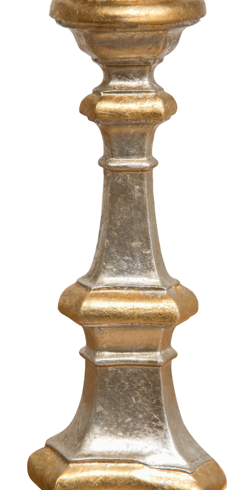 Biscottini CANDELIERE IN LEGNO FINITURA FOGLIA ARGENTO E ORO L19XPR19XH40 CM MADE IN ITALY