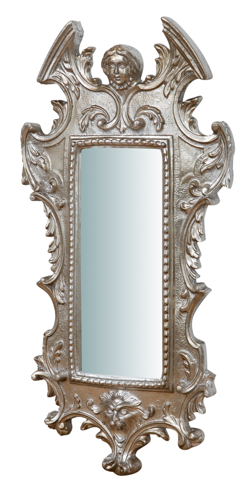 Biscottini SPECCHIERA DA PARETE IN LEGNO FINITURA FOGLIA ARGENTO ANTICATO L34XPR4XH64 cm Made in Italy