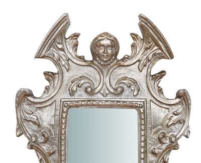 Biscottini SPECCHIERA DA PARETE IN LEGNO FINITURA FOGLIA ARGENTO ANTICATO L34XPR4XH64 cm Made in Italy