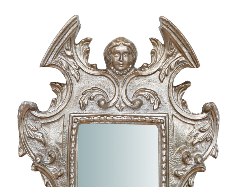 Biscottini SPECCHIERA DA PARETE IN LEGNO FINITURA FOGLIA ARGENTO ANTICATO L34XPR4XH64 cm Made in Italy