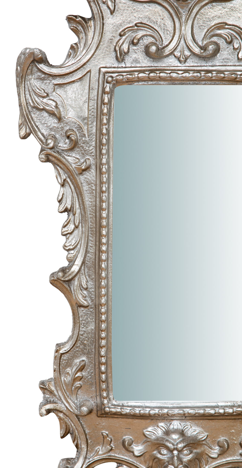 Biscottini SPECCHIERA DA PARETE IN LEGNO FINITURA FOGLIA ARGENTO ANTICATO L34XPR4XH64 cm Made in Italy
